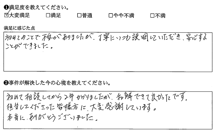 不安でしたが、丁寧な説明で安心できました